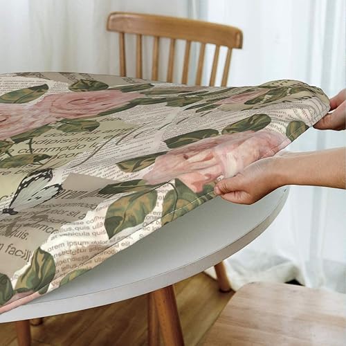 Vista 89 de Delerain Mantel redondo ajustable de bolas de Navidad, mantel redondo impermeable con borde elástico, lavable, para interiores y exteriores, se