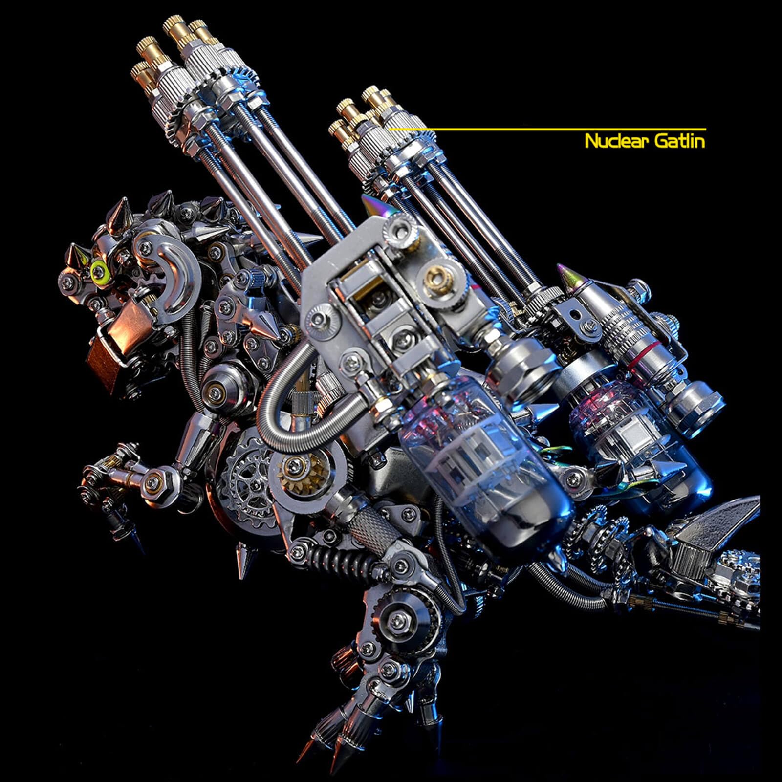 Kit di puzzle 3D in metallo dinosauro - Modello Steampunk T-Rex con ali e opzioni Gat-ling - Set di montaggio fai da te in acciaio inossidabile - Perfetto per adulti, appassionati di artigianato e