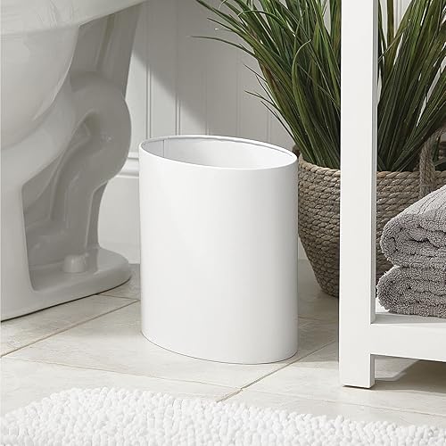 Miniatura 2 de mDesign Cubo de basura ovalado de metal de acero inoxidable, papelera de 7.9 litros2.09 galones, cesta de basura para baño, dormitorio, cocina,