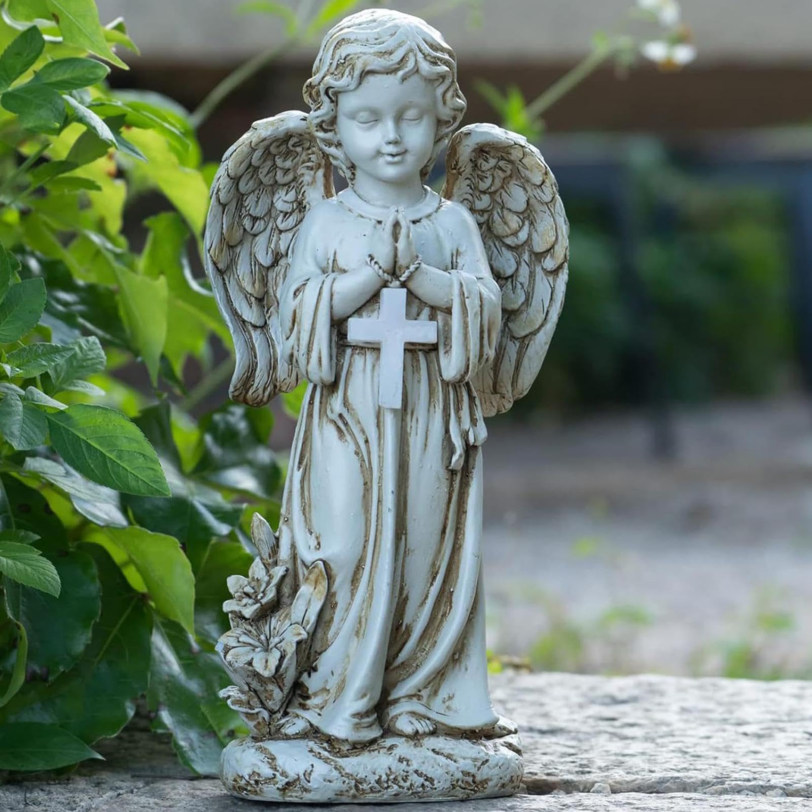 Figurka Anioła do Ogrodu i na Zewnątrz Z Lampą Solarną 30 Centymetrów