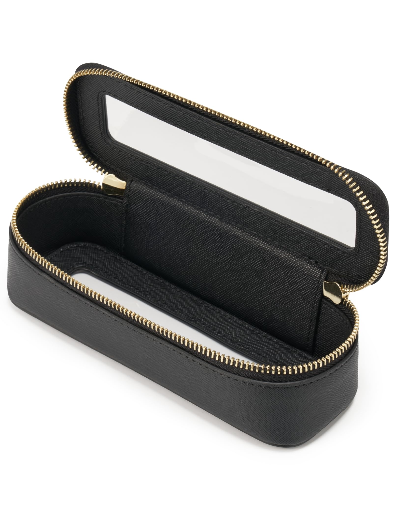 Popvibe Makeup Brush Travel Case Slim Makeup Bag for Women Clear Cosmetic Bag Cute Makeup Case Black Toiletry Bag for Traveling Transparent Car Makeup Bag Aesthetic Makeup Brush Bag