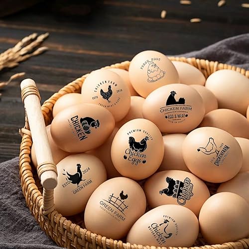 Miniatura 6 de Sellos de huevos personalizados para huevos frescos, diseños únicos personalizados para huevos de gallina de granja, sello personalizado de huevo de