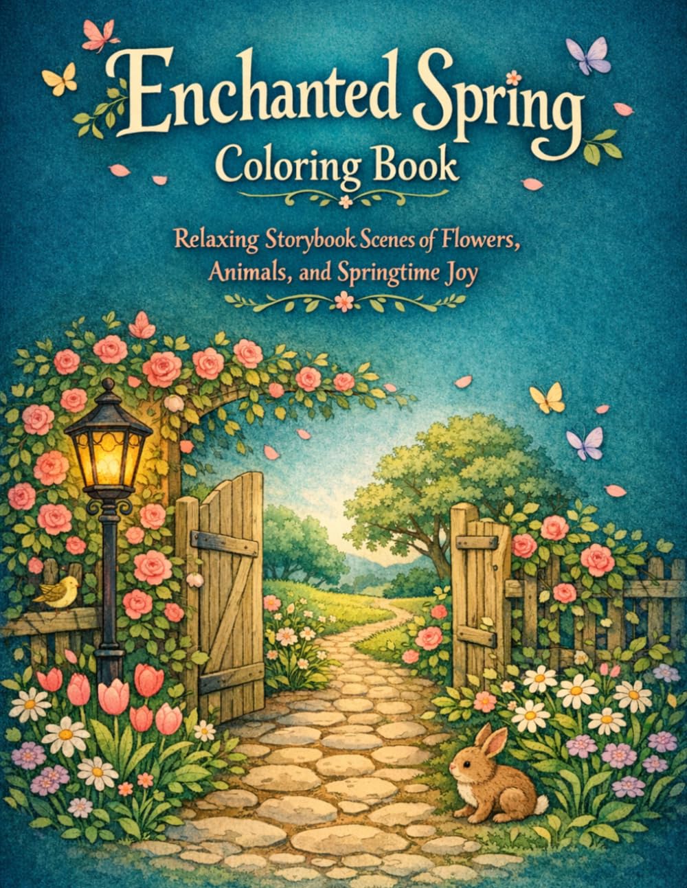 Enchanted Spring Coloring Book: Relaxing Storybook Scenes of Flowers, Animals, and Springtime Joy