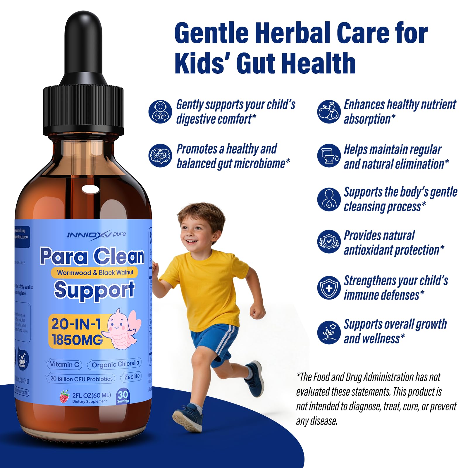 Parasite Cleanse for Humans & Kids - 20-in-1 Herbal Blend with Wormwood, Black Walnut, Zeolite & Chlorella, 20 Billion Probiotics Liquid, Alcohol-Free Digestive & Gut Support, 30 Servings — Amazon image 7