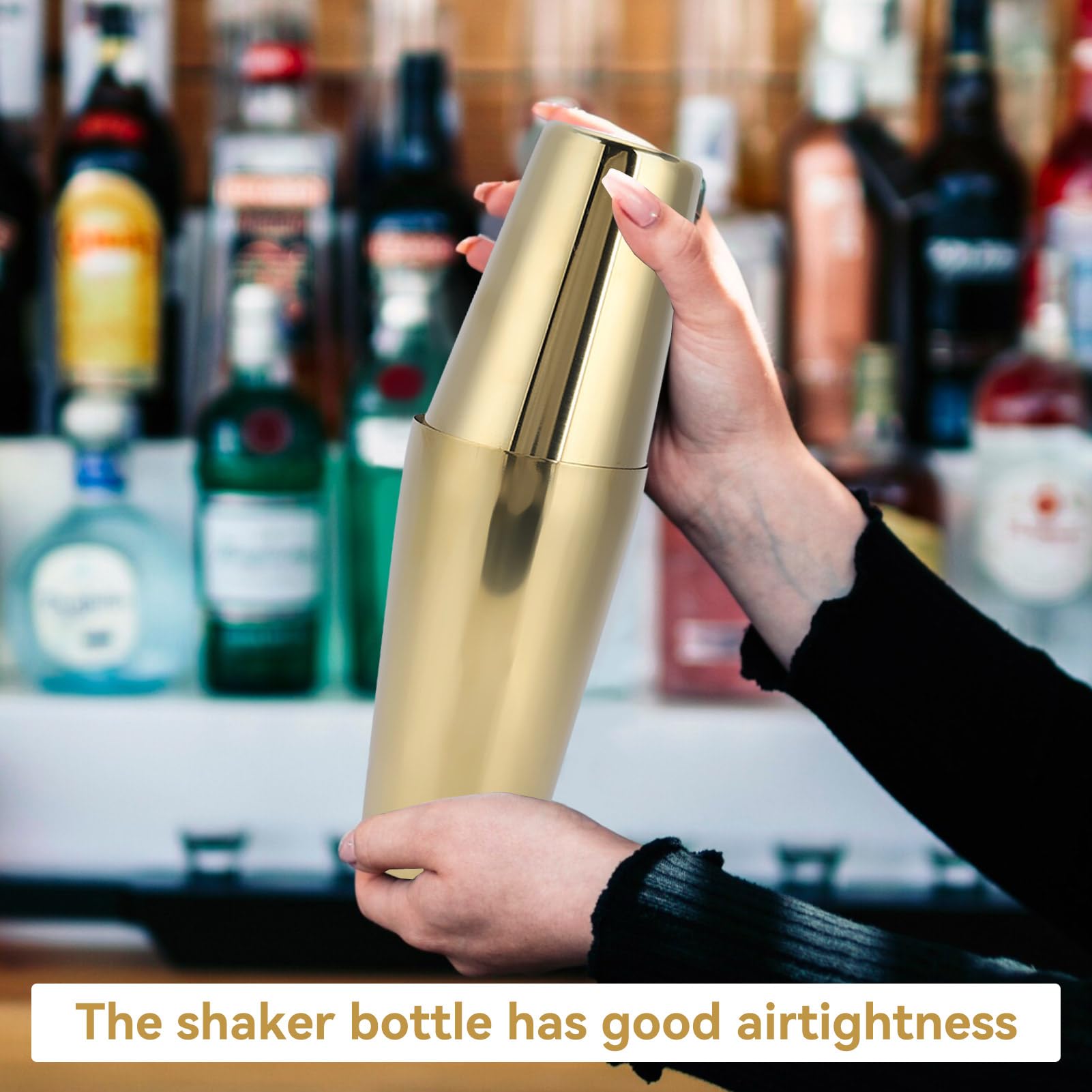 Shaker per cocktail, shaker Boston in acciaio inossidabile 17oz/26oz Martini Shaker Shaker per bevande per barman e home bar(Oro)