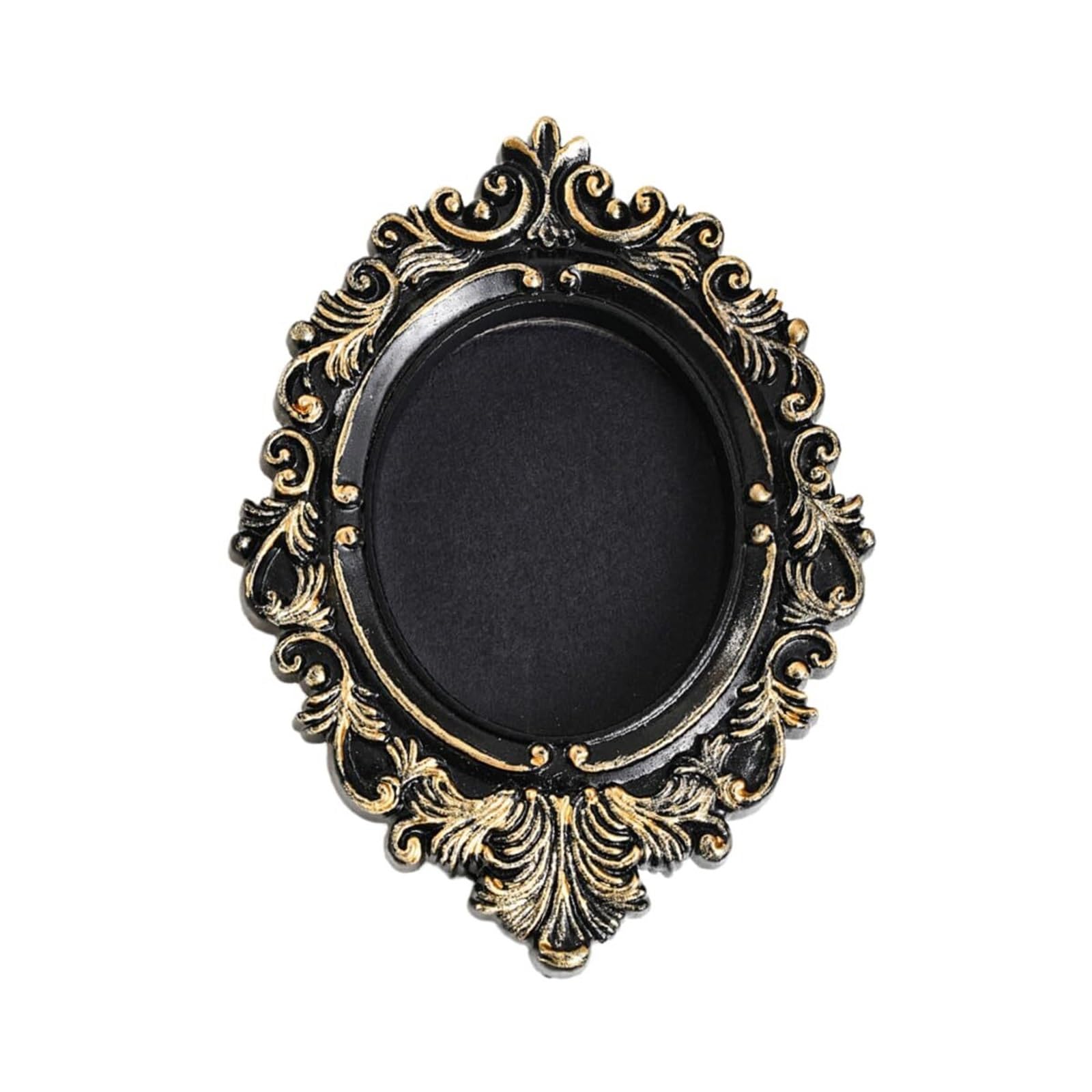 Nostalgic Black And Gold Fancy Photo Frame Vintage Resin Picture With Antique Decorations for home decor(Black)