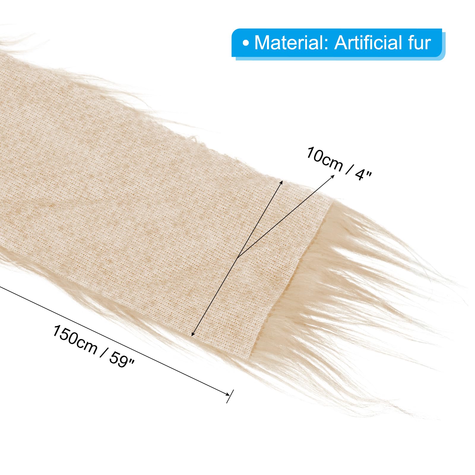 PATIKIL Plush Faux Fur Fabric Precut Strips, 59" x 4" Fluffy Faux Fur Ribbon for DIY Crafts Christmas Halloween Gnome Beard, Khaki - Image 2