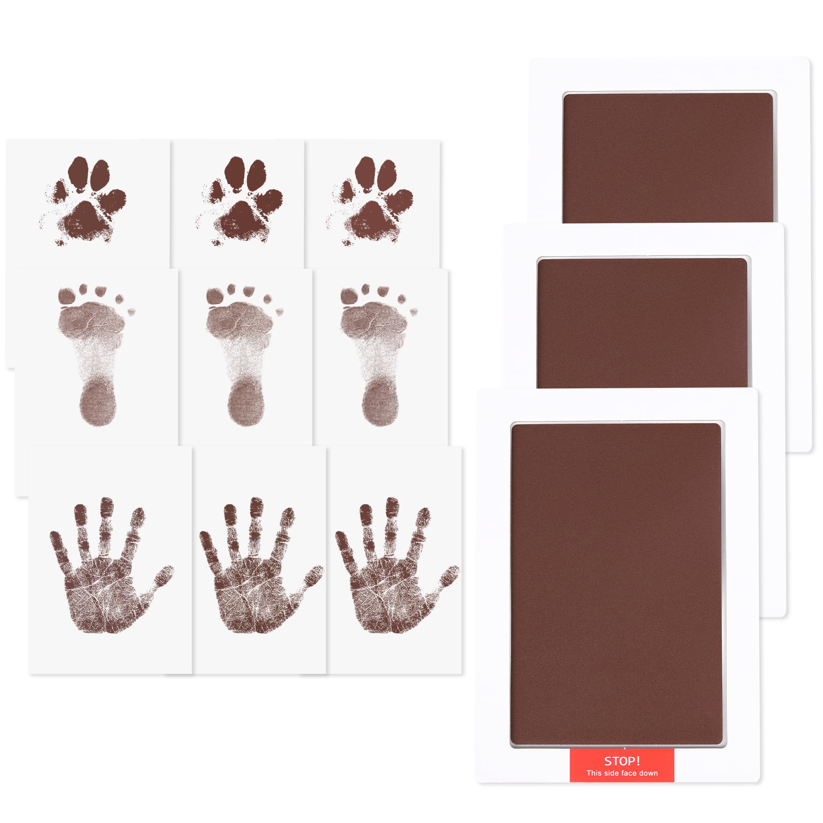 Baby Handprint and Footprint Kit, Brown, 3 Pack