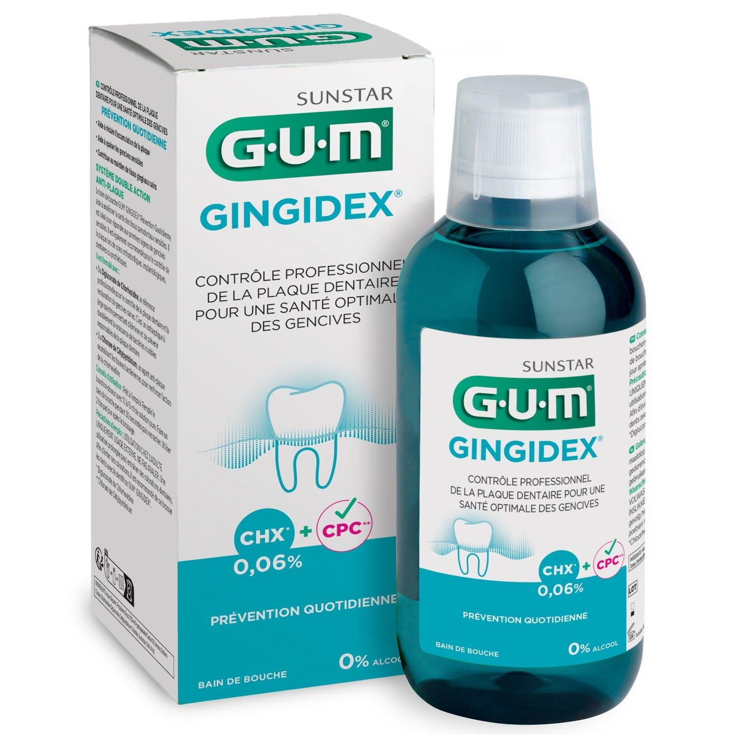 Apaisez vos gencives et contrôlez la plaque au quotidien — SUNSTAR Gingidex bain de bouche sans alcool 0.06% format 300mL - Lot de 3