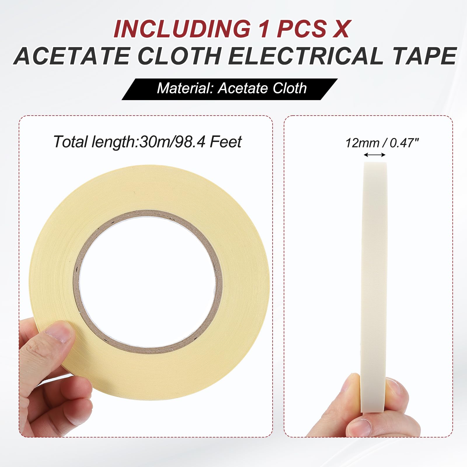 PATIKIL Acetaatweefseltape, 15 mm x 30 meter, zwart, isolerende stoffen