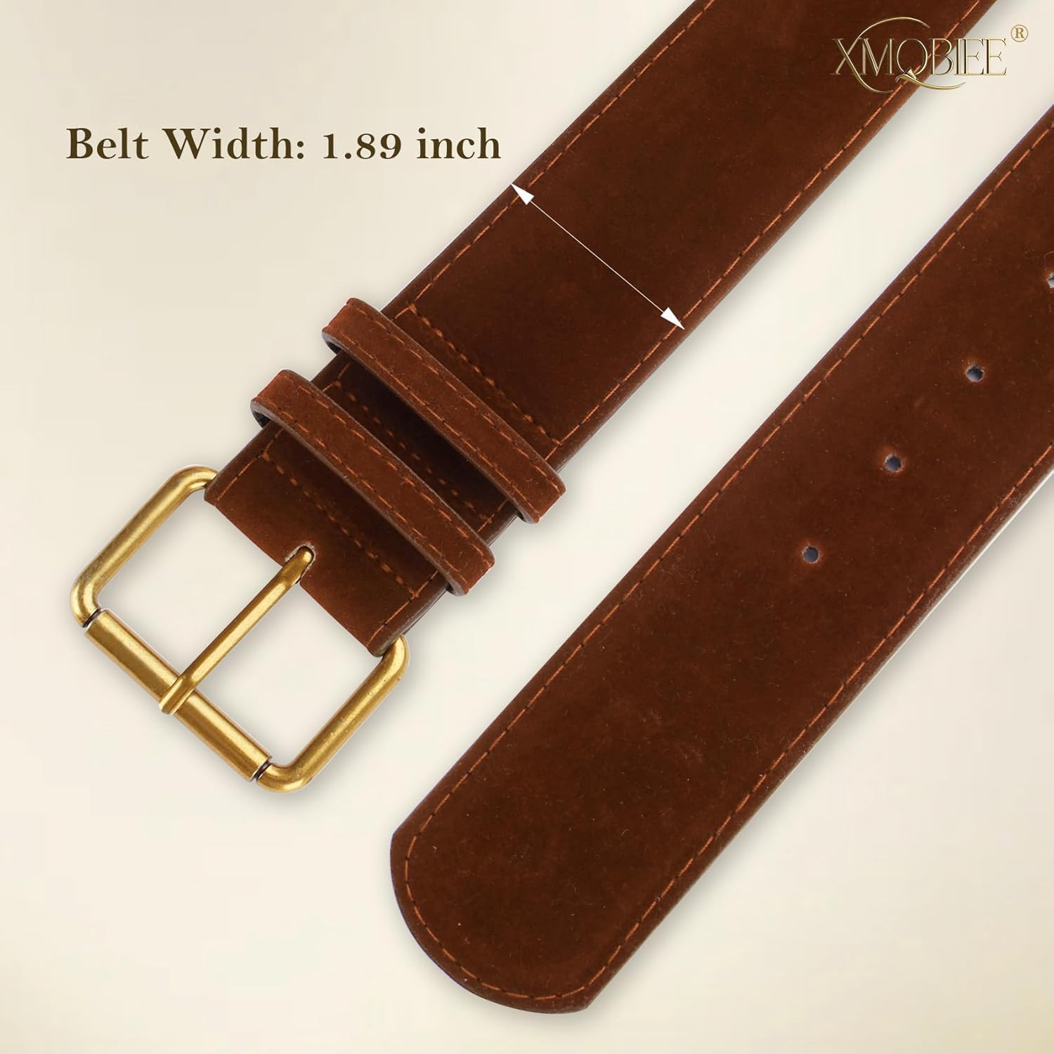Women's Wide Suede Leather Belt - Brown Fashion Waist Belt with Gold Silver Buckle for Dresses Jeans Coats - Image 3