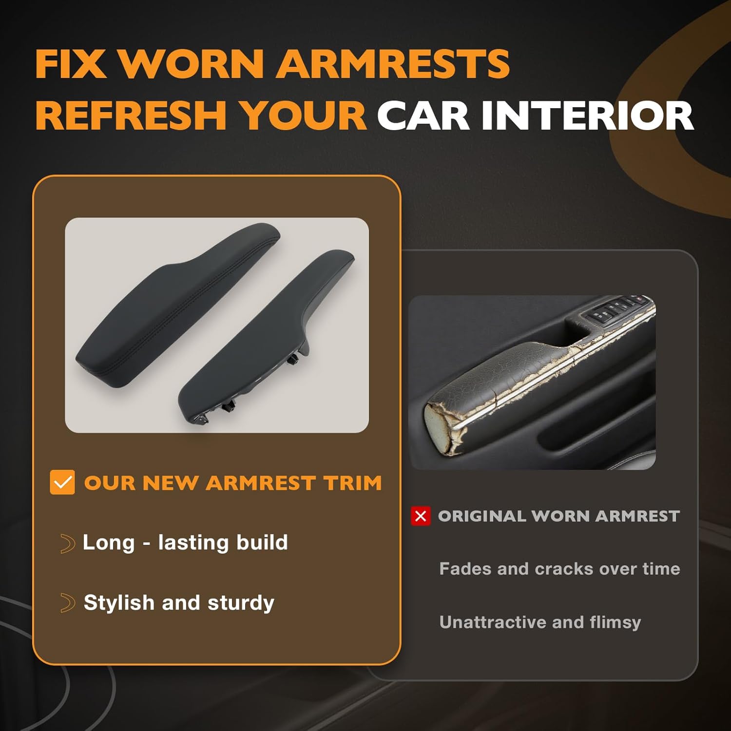 HQPASFY Door Armrest Trim Front, Compatible with 2011-2023 Dodge Charger Chrysler 300, Driver & Passenger Side Pair, Replaces# 1WK37DX9AB 1WK36YSAAB Black