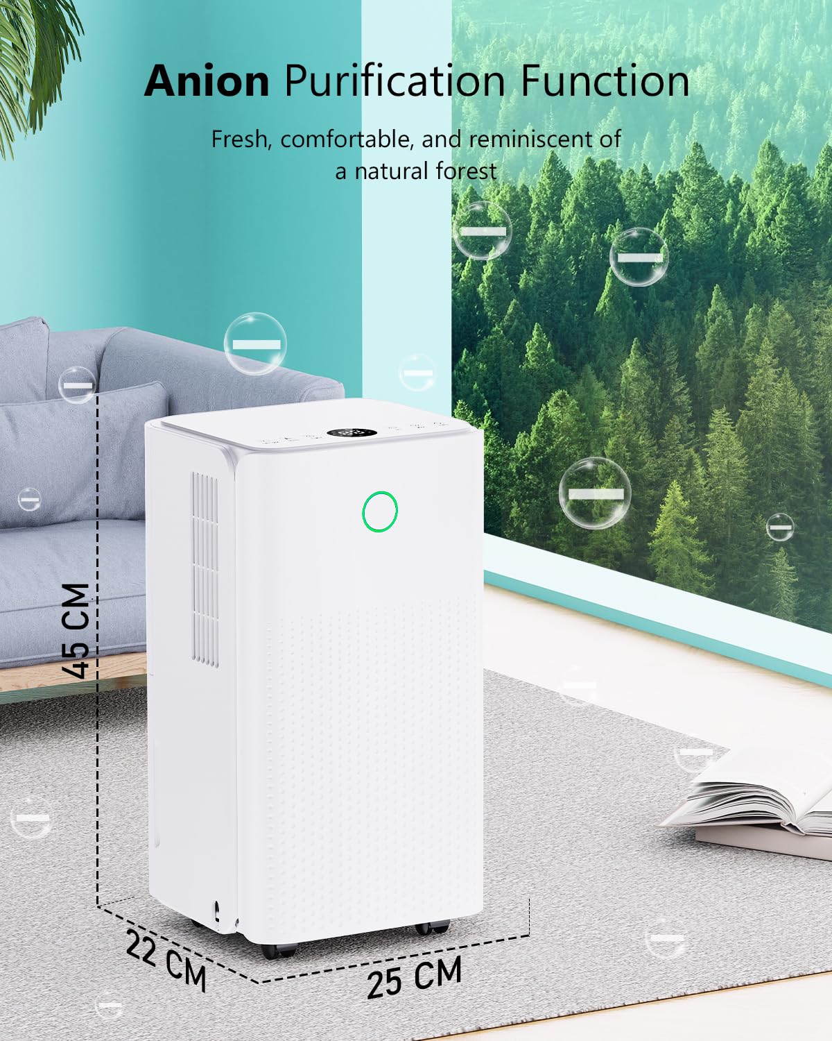 Deumidificatore, 12L/Giorno Deumidificatore Ambiente Casa Muffa, Deumidificatori Portatile Silenzioso, Controllo Umidità, Funzione Asciugatrice, Sbrinamento Automatico, Adatto 100 m³