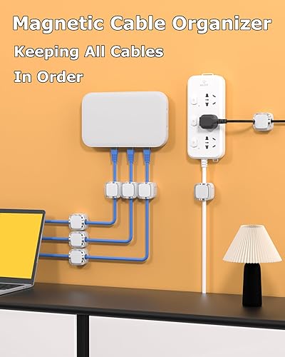 Miniatura 5 de Clips magnéticos para cables, gestión de soportes de cables ajustables, organizador de alambre adhesivo para el hogar, oficina, escritorio,