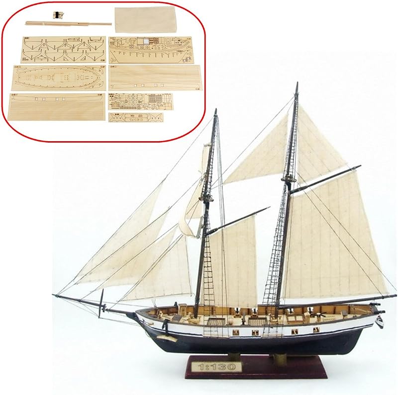1/130 Scale DIY Hobby Wooden Ship Science Equipmen Assembly Model Boat Kits Sailing Boat Kit Decor Toy Gift