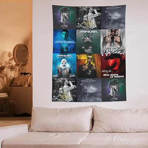 Miniatura 6 de FLAPPERONS Tapiz Real Anuel Hasta Aa La Muerte, bandera musical, telón de fondo de poliéster para colgar en la pared, póster para decoración de