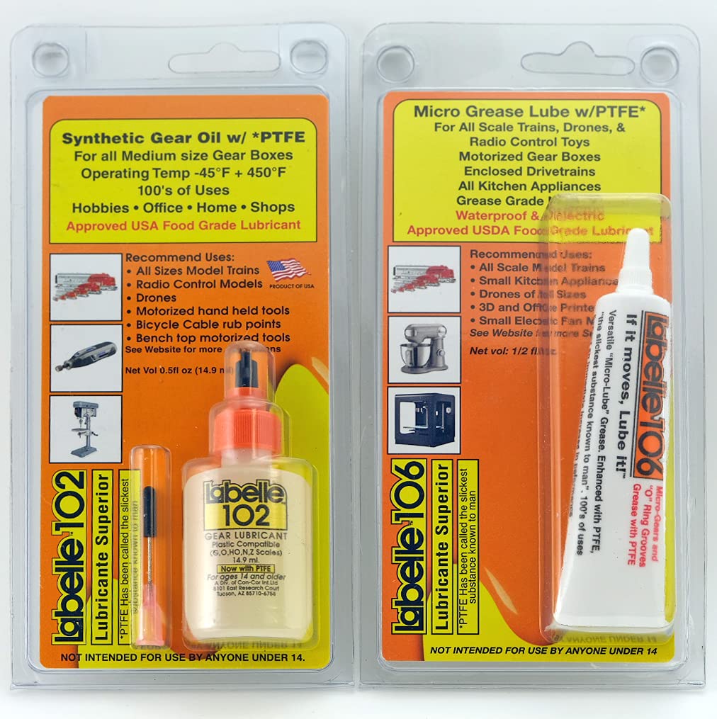 Incredible PTFE Lubes for improving Slot Car Speed and Performance (Both Analog & Digital) All Scales, All Brands by Labelle Lubricants 102+106, Also See Listing for Labelle Slot car Track Cleaner
