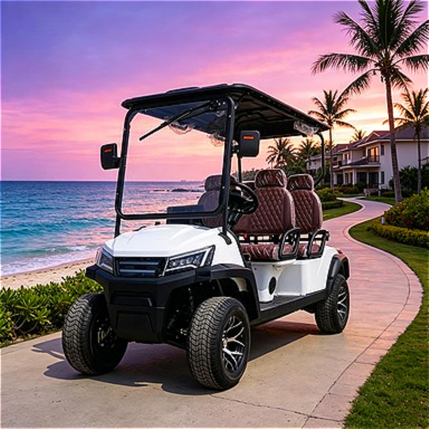 Electric Site Patrol Cart, 4 Seater Electric Vehicle for Electric Property Management Vehicle and Electric Facility Patrol Cart, Low Speed Electric Vehicle with LED Lighting and Lockable Storage