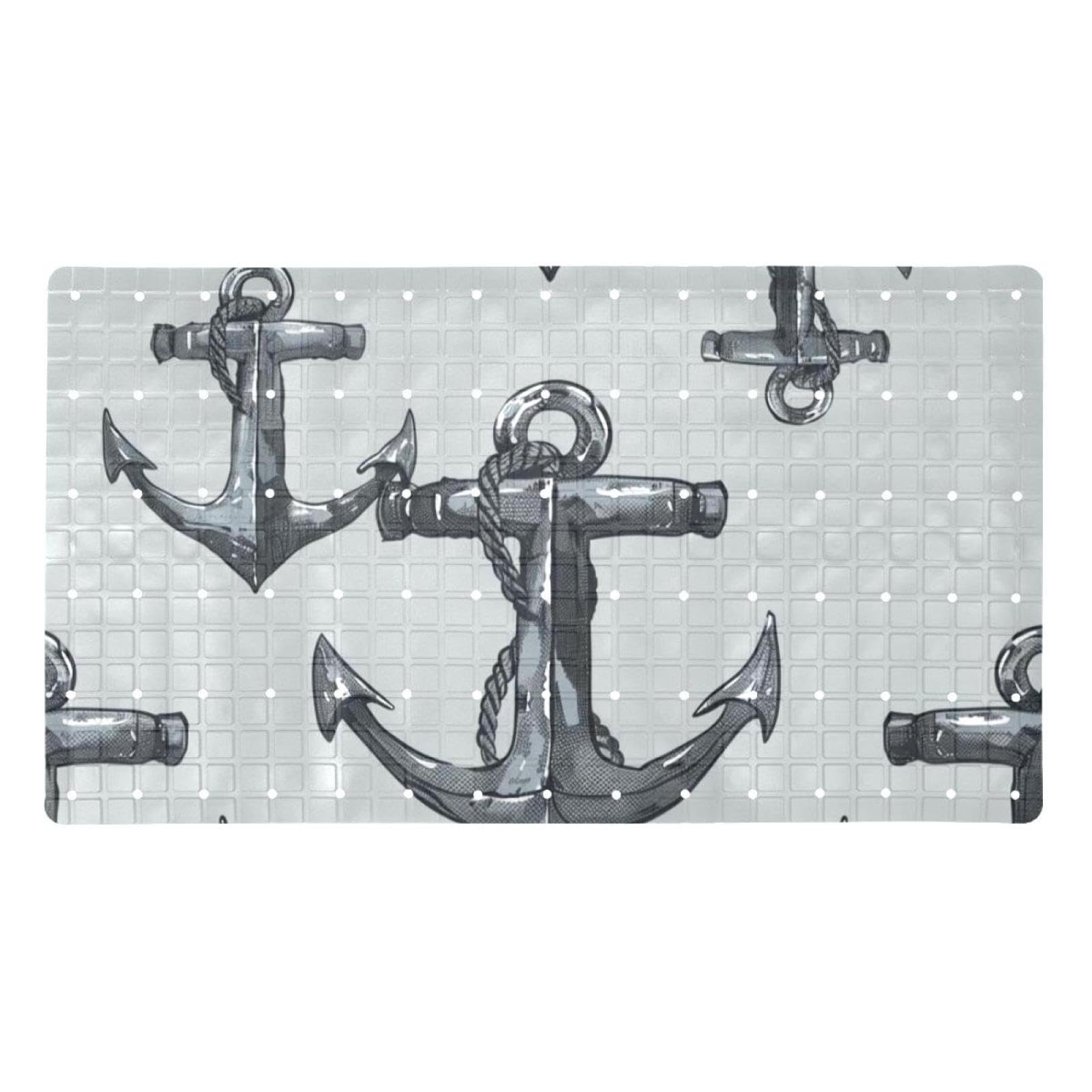 Tapis de bain antidérapant extra long gris rétro pour douche