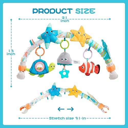 Miniatura 5 de Jollybaby Moisés musical, cochecito de bebé, juguete móvil para bebé de 0 a 6 a 12 meses, juguete colgante de arco con clip con música, juguete