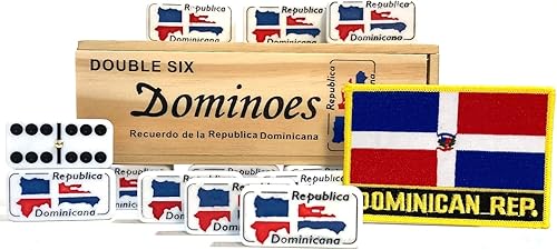 Double Six Dominó con la bandera de República Dominicana