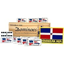 Double Six Dominican Republic Flag Carved Dominoes