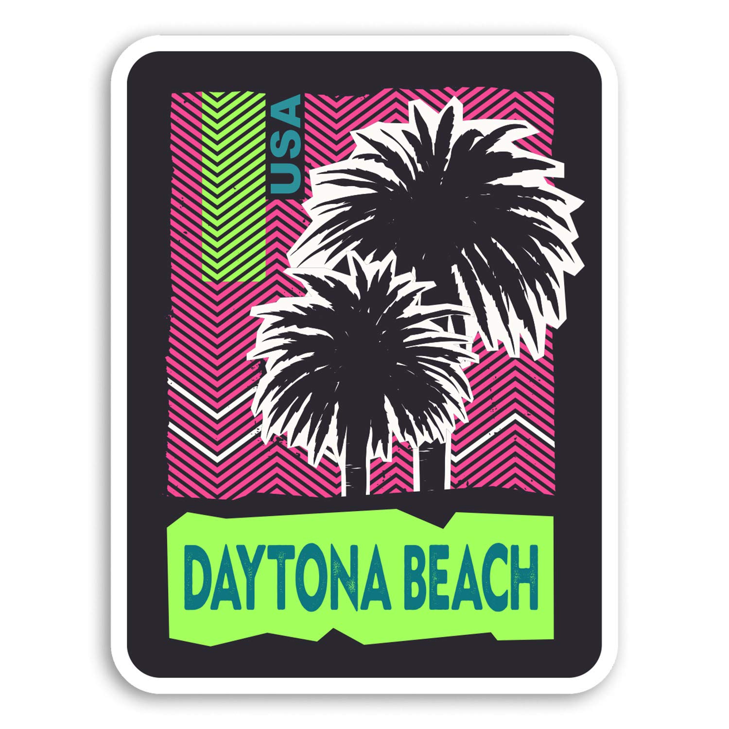 Destination Vinyl Ltd Multi 2 X 10Cm Daytona Beach Florida Vinyl Stickers - America Sticker Luggage #20518 (10Cm Tall)
