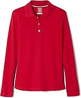 Vista 3 de French Toast Girls' Uniform Long Sleeve Polo with Picot Collar (Standard & Plus)