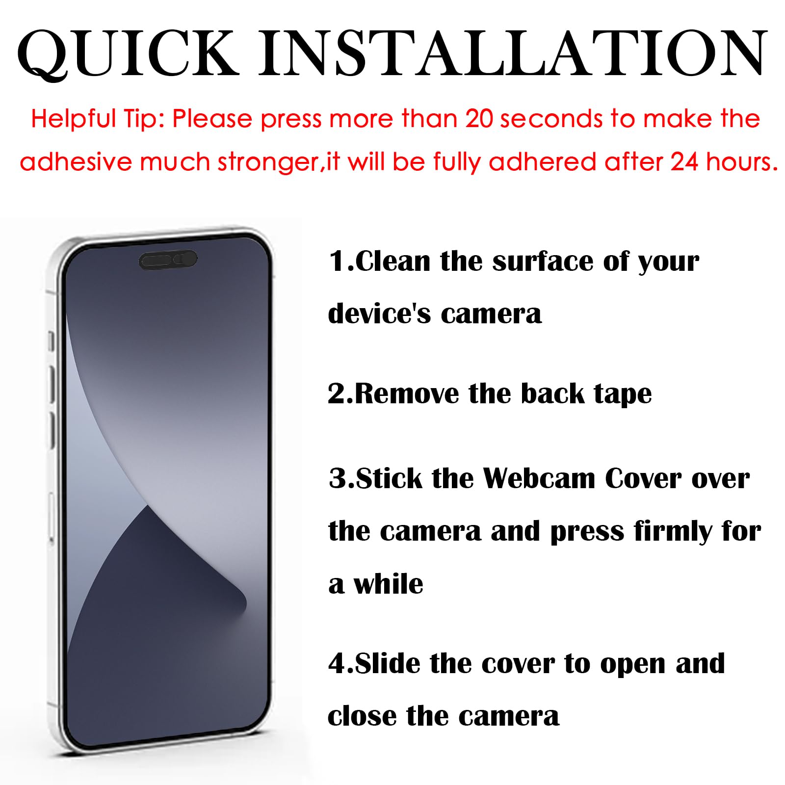Cover per fotocamera frontale per telefono, compatibile con iPhone 14Pro, iPhone 14Pro Max, iPhone 15, iPhone 15Plus, iPhone 15Pro, iPhone 15Pro Max, protegge privacy e sicurezza, non influisce sul