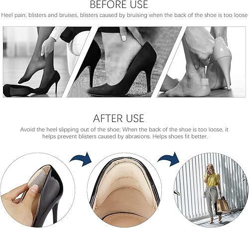 Miniatura 7 de Almohadillas de talón para zapatos que son demasiado grandes, inserciones de cojín de talón para mujeres para zapatos sueltos, agarres de talón para