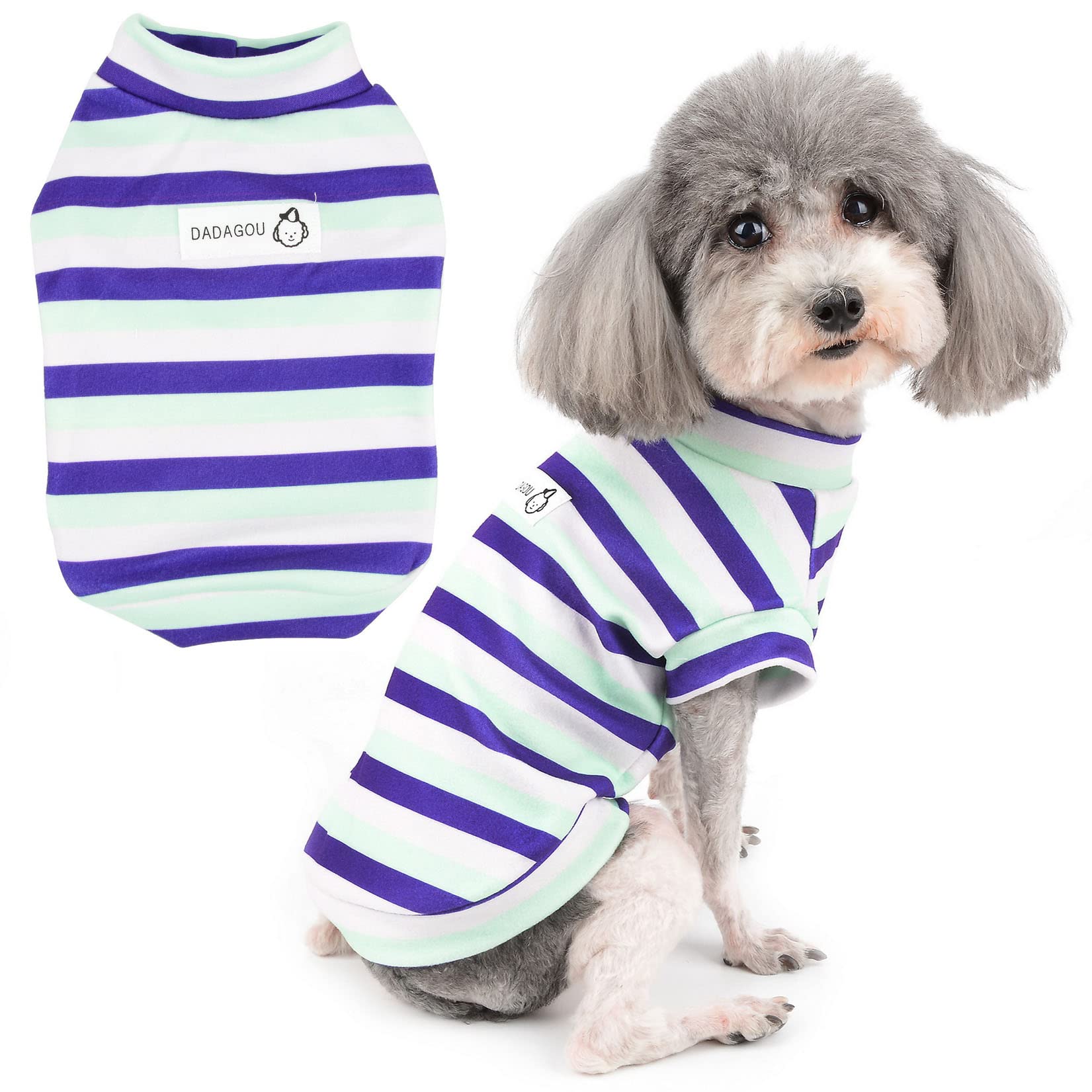 Amazon | ZUNEA 犬服 犬用 シャツ 小型犬 春夏 ボーダー柄 タンク