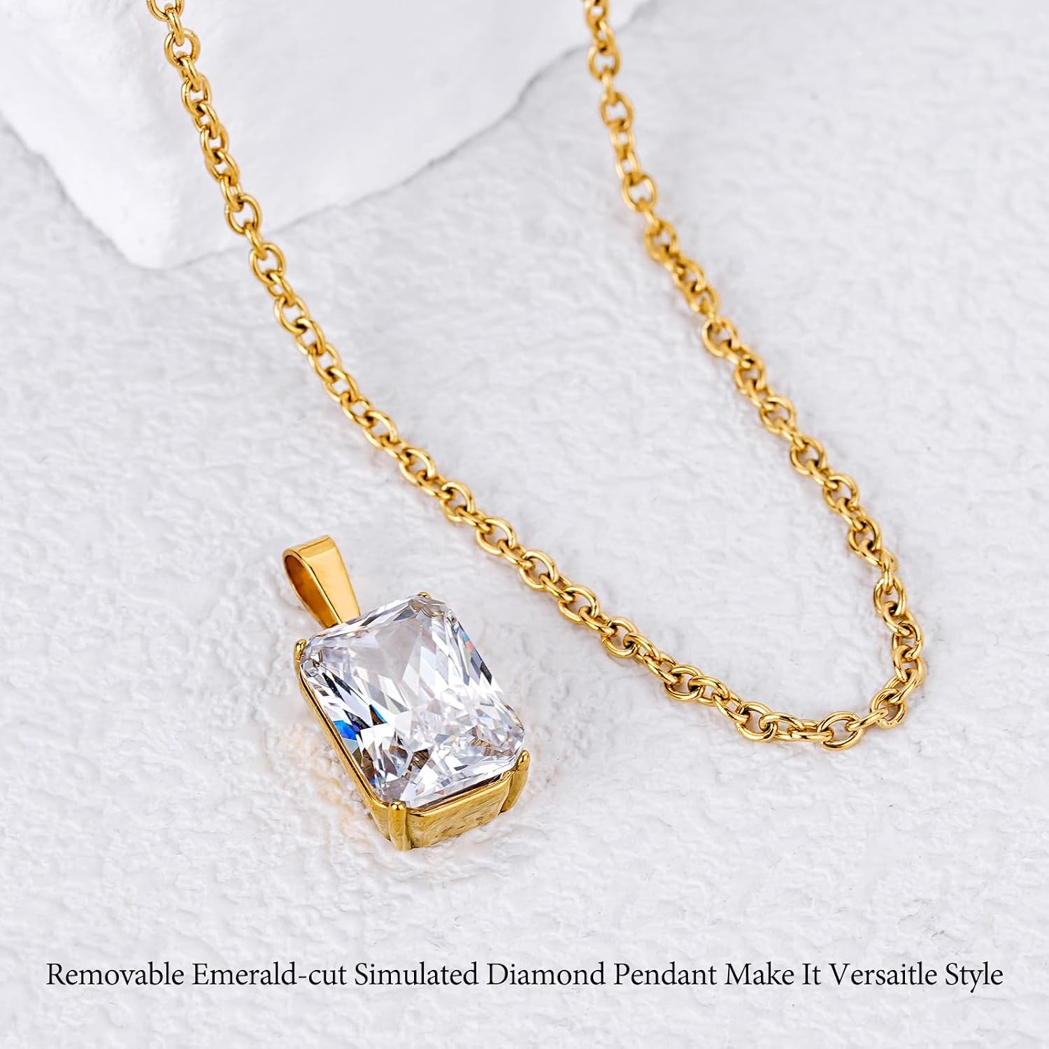 Birthstone Layered Pendant Paperclip Necklace 18k Gold Plated Heart Choker Chain Necklace Emerald Cut Jewelry Birthday Gift for Women