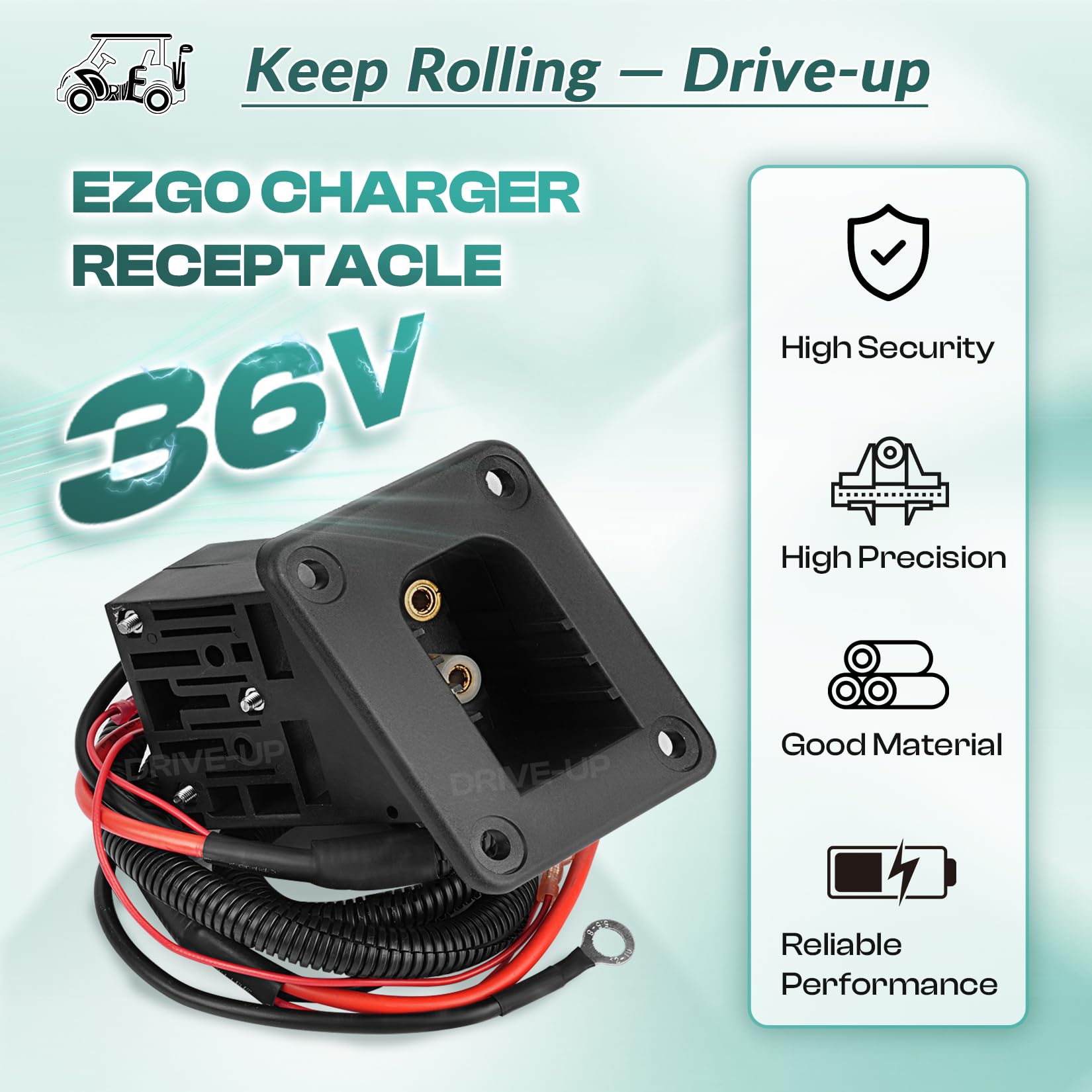 Drive-up 36V Powerwise Charger Receptacle for EZGO TXT Medalist Electric Golf Carts (Charger Receptacle)