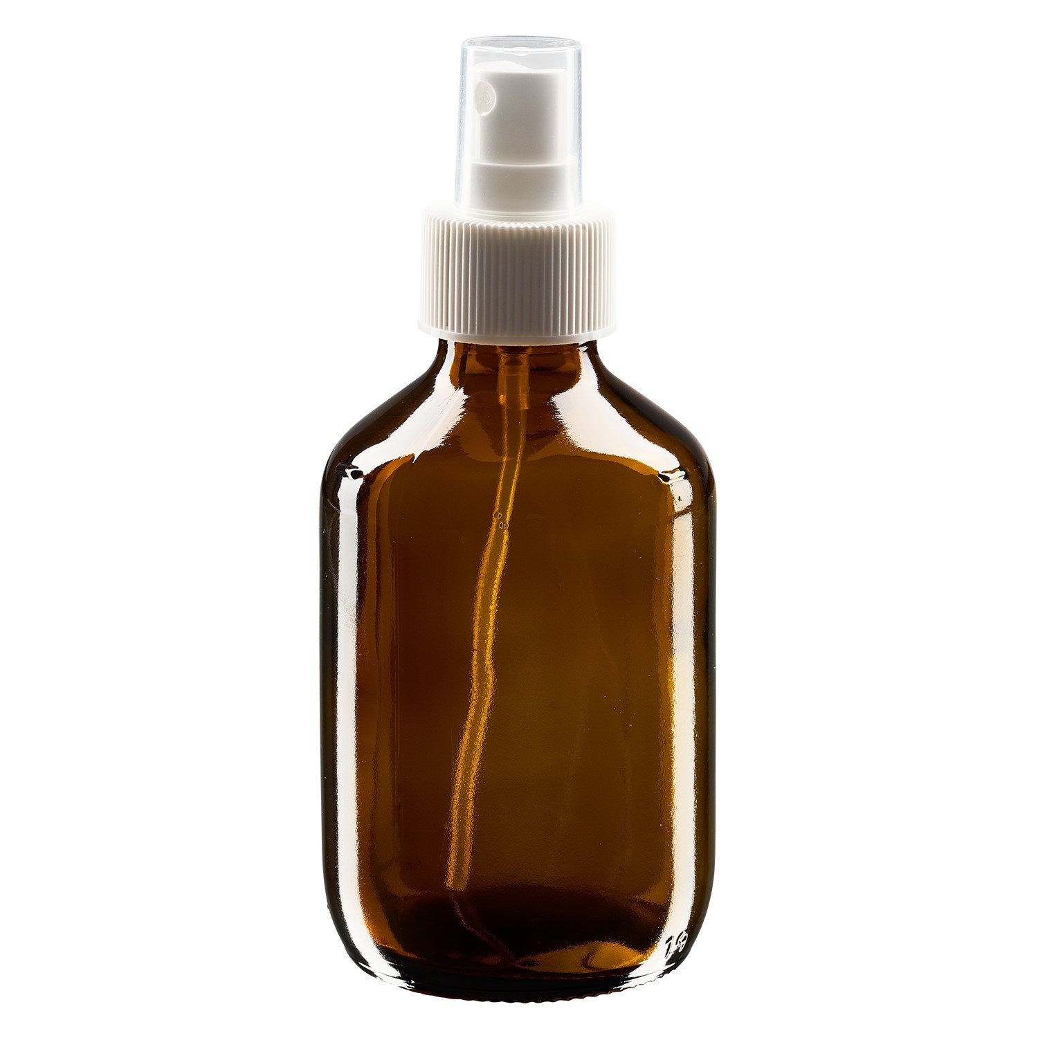 20 x Euro-Medizinflasche 200ml, braun PP28 mit Zerstäuber weiss 28mm für Medizinflaschen, inkl. Kappe transparent, Standard