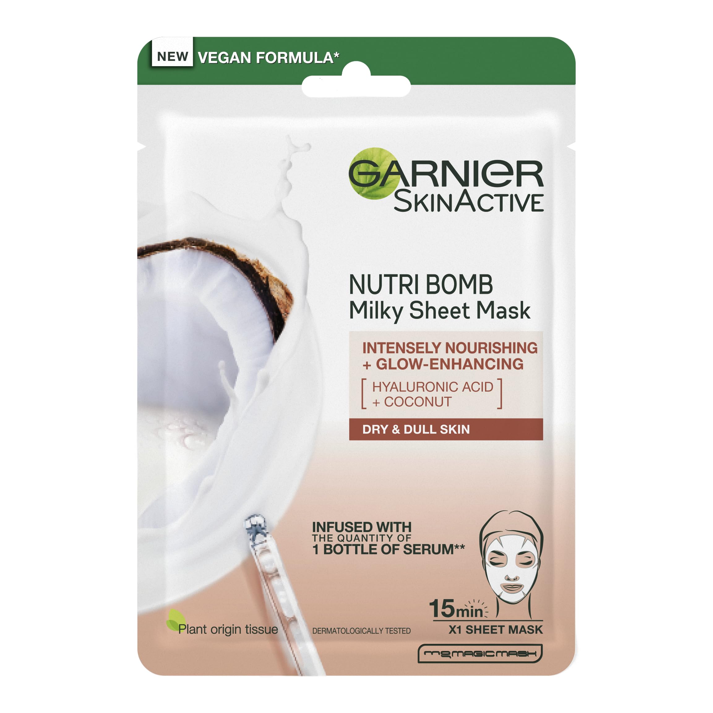 Garnier Unisex Coconut Nutri Bomb And Hyaluronic Acid Tissue Mask