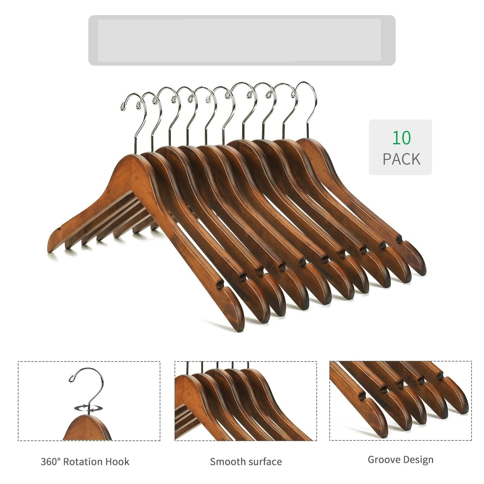 Perchas Armario Vestidor Perchas De Madera For Vestidos, Abrigos Y Chaquetas con Ganchos Giratorios 360 ​​Grados Duraderas Ahorra Espacio