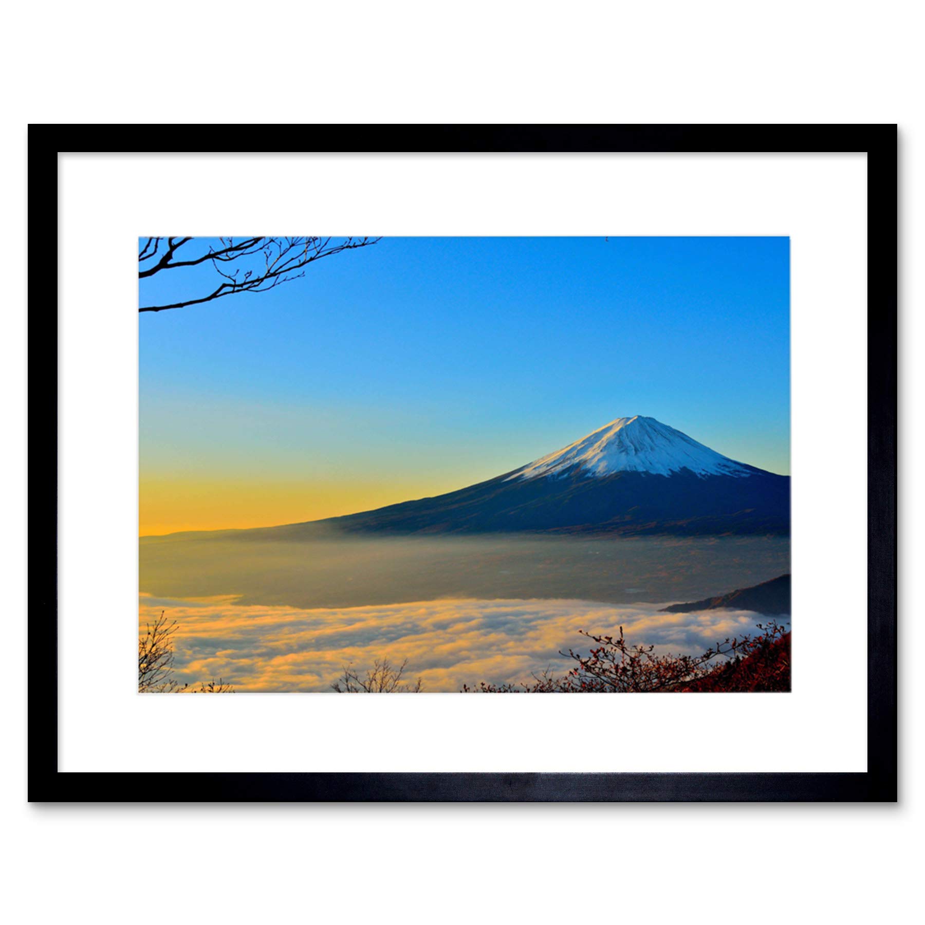 Wee Blue Coo PHOTOGRAPH LANDSCAPE LANDMARK JAPAN MOUNT FUJI BLACK FRAMED ART PRINT B12X3715