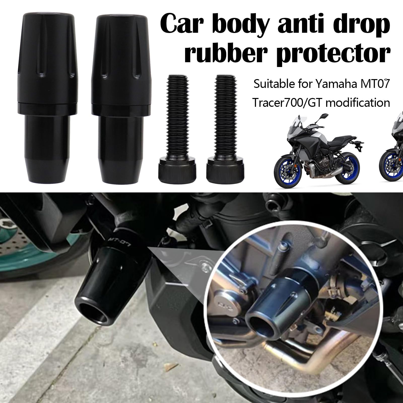Telaio di Protezione Dagli Urti per Moto, Barra di Protezione Dagli Urti per Moto Paratelaio CNC Protezione Anticaduta per Yamaha MT-07 FZ07 MT07 Tracer mt 07 2014-2021 2022 2023 2024