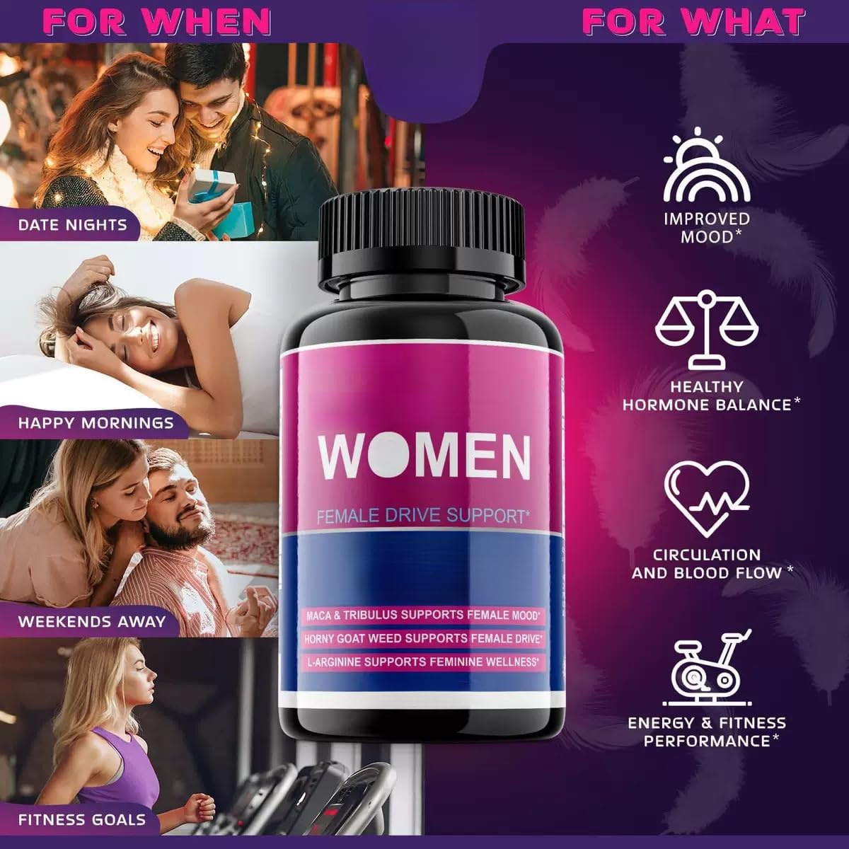 Stimolatore della libido femminile per le donne - Desiderio ed eccitazione - Allevia lo stress, riduce la secchezza e aumenta la sensibilità, dona energia