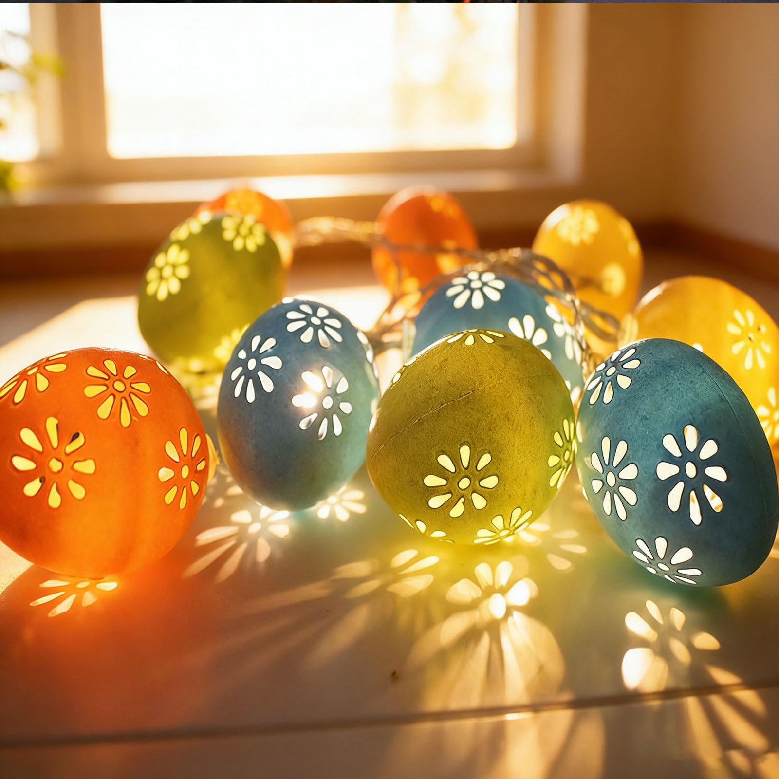 2026 Easter Fairy Lights - Easter Themed Hanging Eggs String Fairy Lights with 1.5m 10 LED Easter Eggs Decoration, Colorful Easter Egg Lights for Spring Indoor and Outdoor Party Decoration (10pcs)