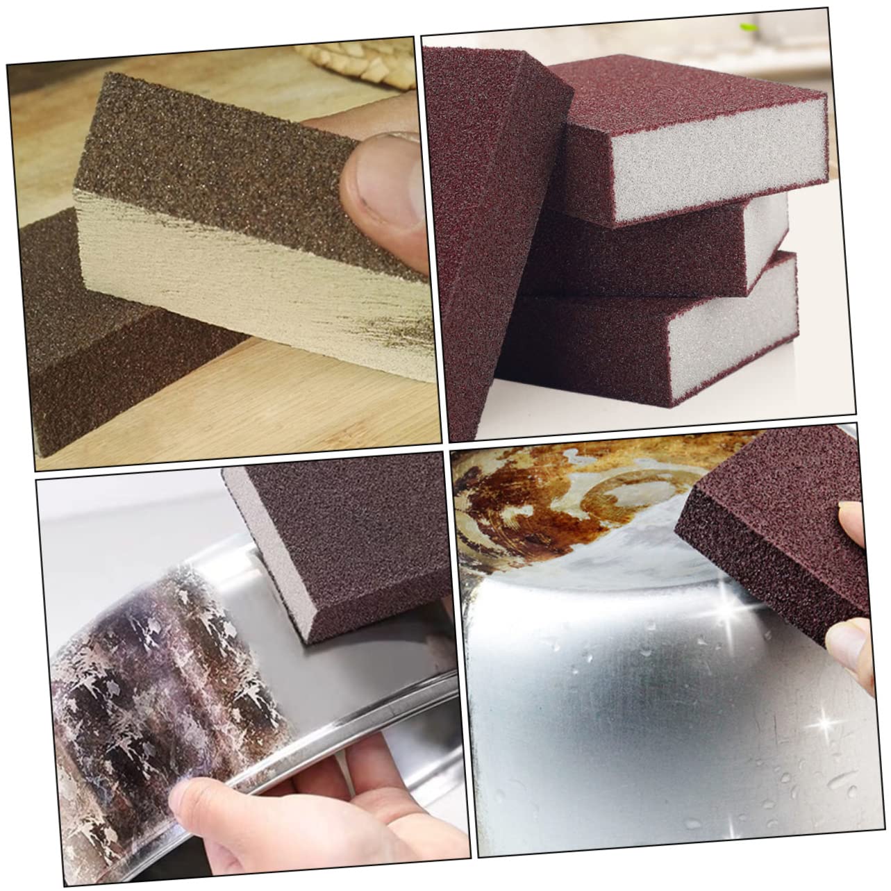 12 Esponjas De Lijado De Arena De Esmeril, Bloque De Limpieza para Ollas y Utensilios, Esponja Nano Abrasiva Marrón Rojizo 10x7x2.5 Cm para Limpieza De Cocina y Eliminación De Óxido