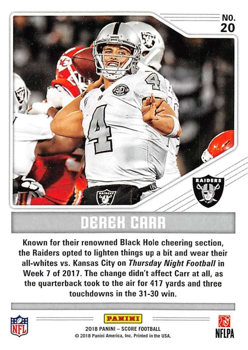 Amazon.com: 2018 Score Color Rush #20 Derek Carr Oakland Raiders