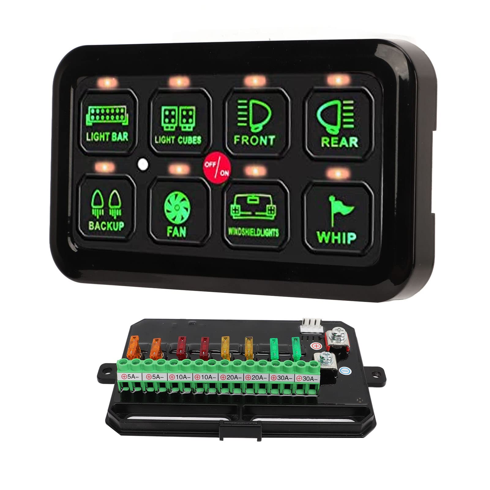Yctze 8-krotny Panel Przełączników Samochodowych Automatyczne Przyciemniane Sterowanie Dotykowe LED do Samochodów Ciężarowych, Pojazdów Terenowych, UTV, łodzi Morskich i Przyczep Kempingowych