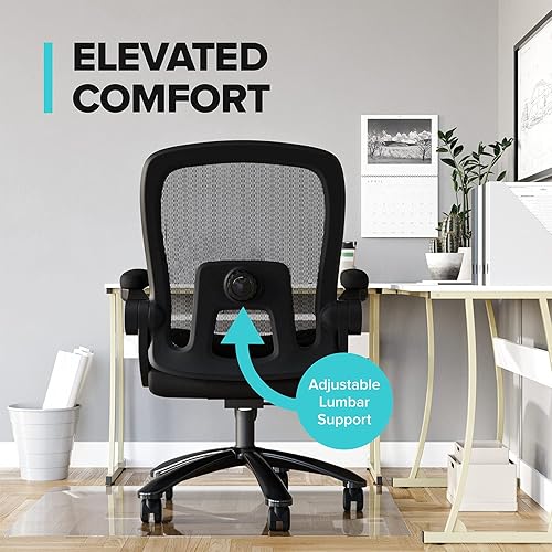 Miniatura 4 de RIF6 Silla grande y alta con soporte lumbar ajustable silla de escritorio de malla transpirable altura ajustable tensión de inclinación y bloqueo de
