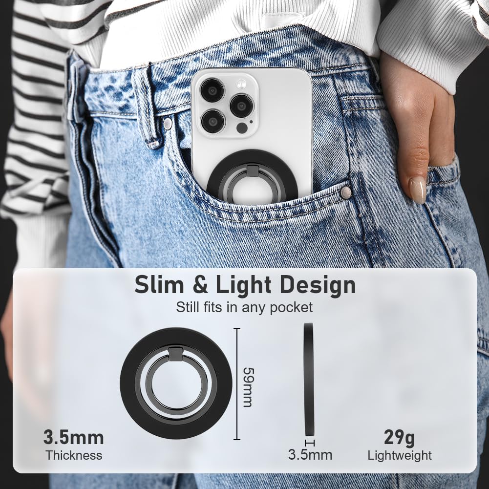 Support Anneau Magnétique HOTUT Pour Téléphone | Réglable 360°, Pliable 90°, Compatible IPhone Et Android