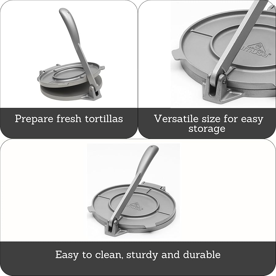IMUSA USA Tortilla Press, 8 Inch, Silver - image 2