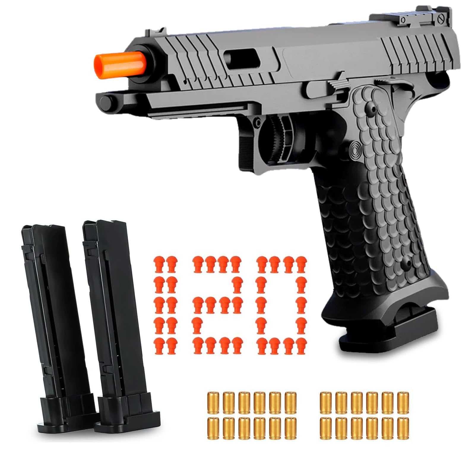 Toy Gun, Children's Soft Toy Guns, 24shells120 Soft Bullets, Empty Shell Toy Guns, Christmas and Birthday Gifts (2011 Black)