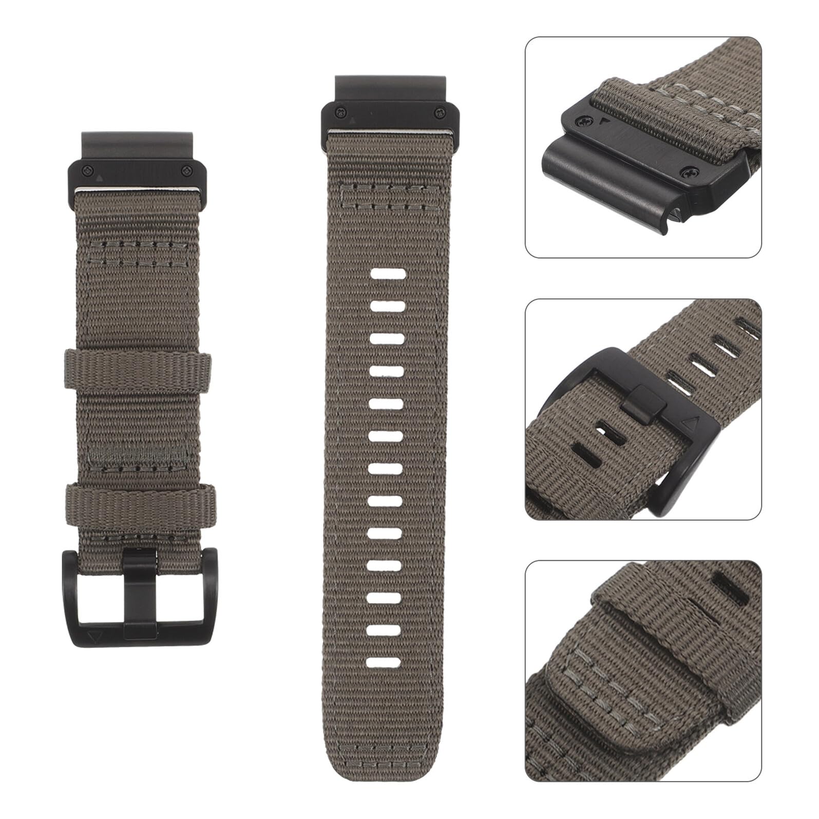 Cinturino in nylon con fibbia, cinturino sportivo resistente e sottile per uomo e donna, sostituzione rapida e sicura, 20mm, colore nero ossidiana