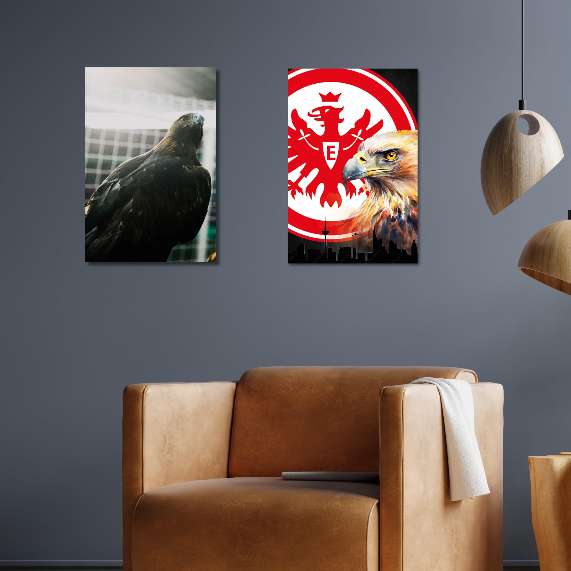 Eintracht Frankfurt Fanartikel - Adler Attila - Wandbild (60cm x 40cm) auf Aluminium I Exklusive Motive