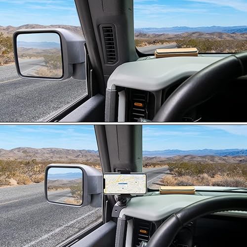 Miniatura 2 de FUNY Soporte de teléfono lateral izquierdo para salpicadero, estabilizador antivibración, soporte ajustable para teléfono celular para accesorios